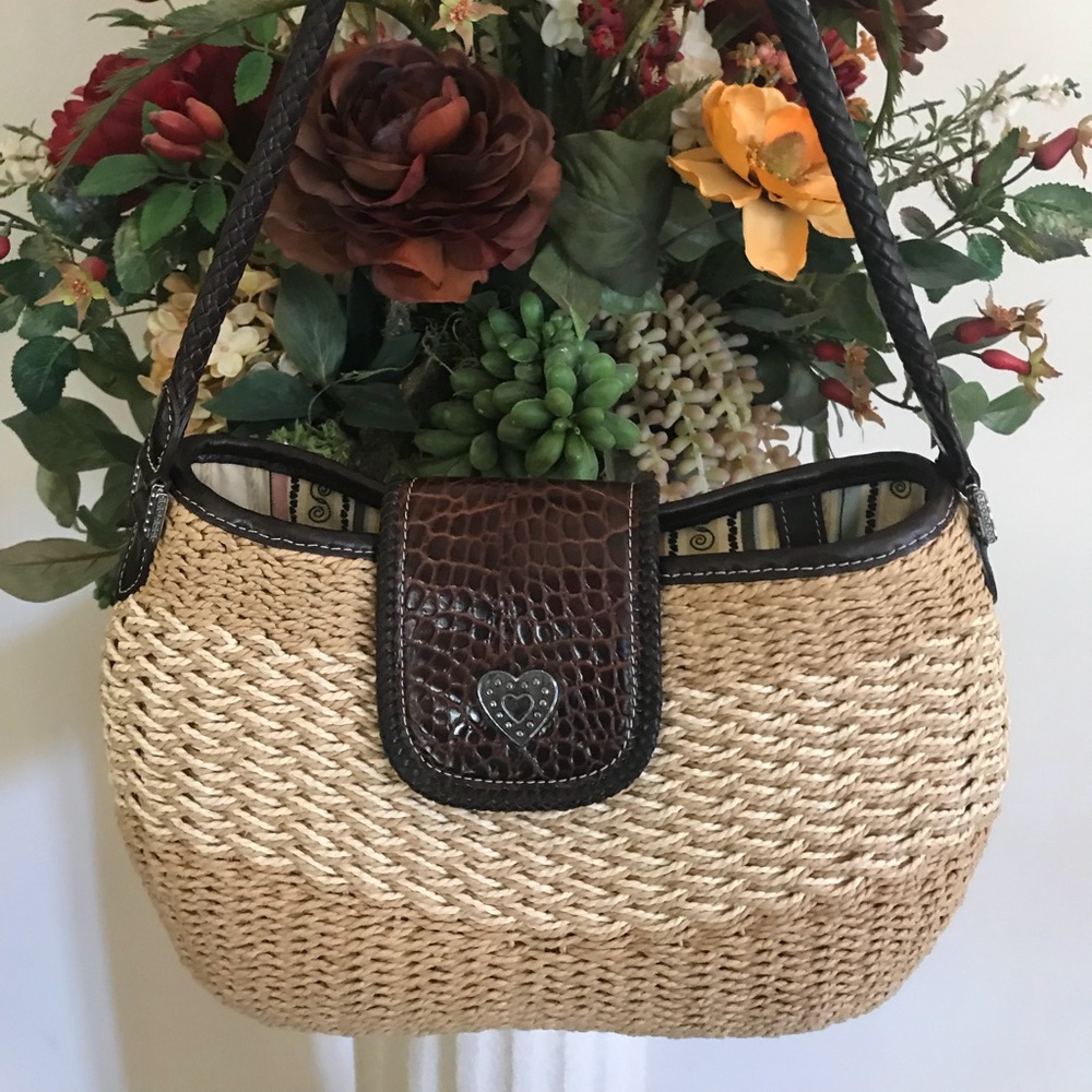 Brighton woven straw basket bag/purse with heart ♥